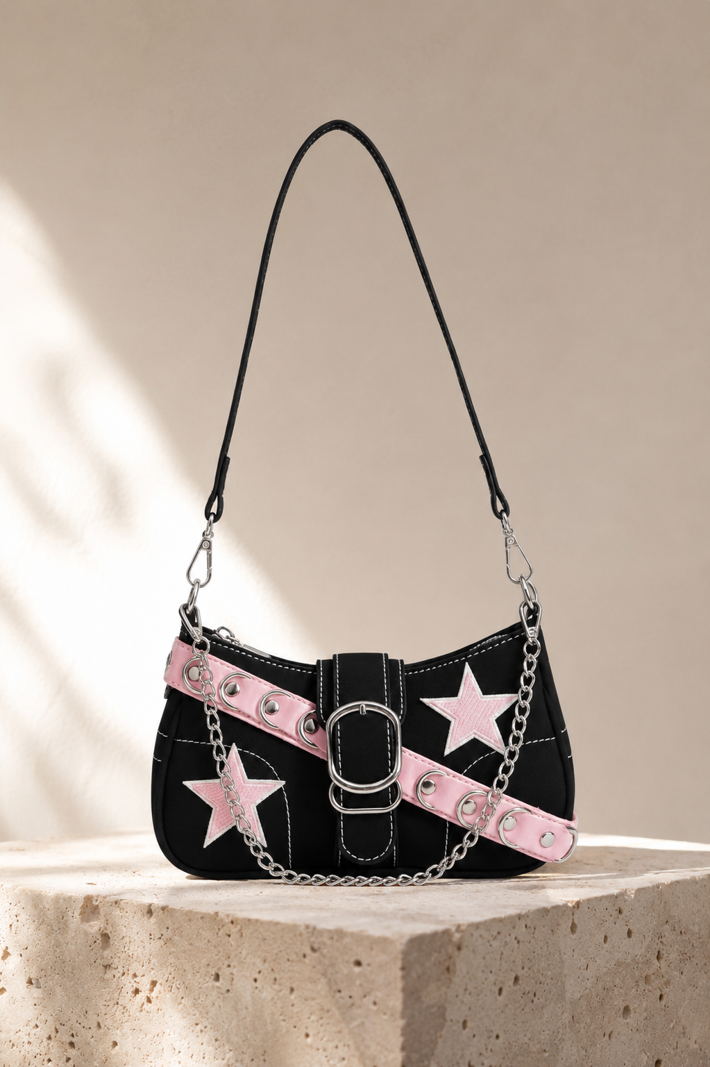 Sac baguette rose Y2K
